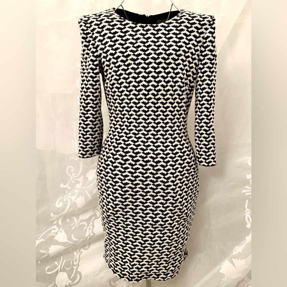 Reiss Black and White Bodycon Houndstooth Dress  size 4